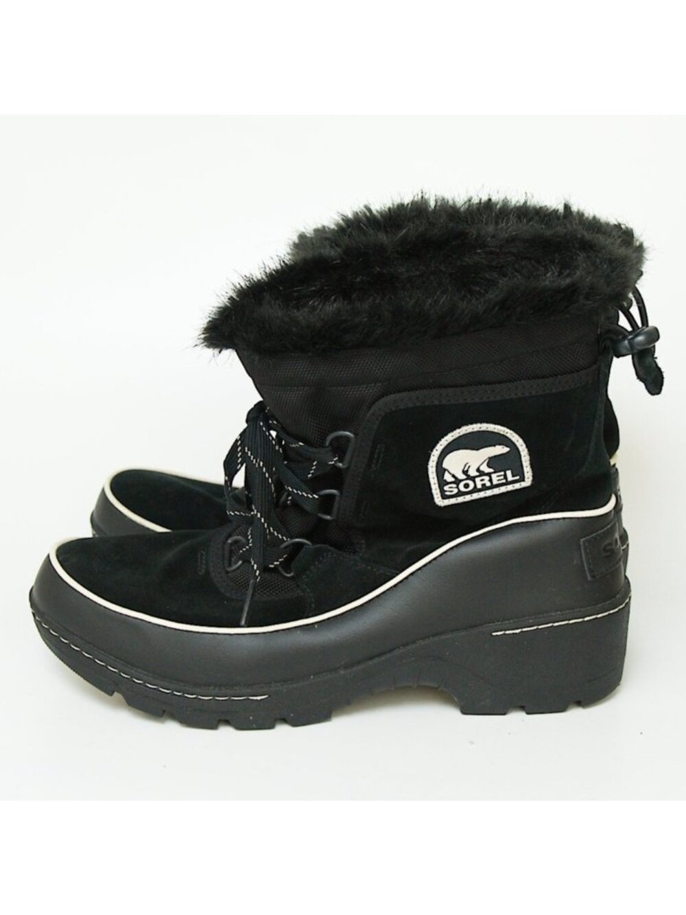 SOREL Tivoli Womens Winter Boots Size 9.5 Womens Black Waterproof Faux Fur Lined